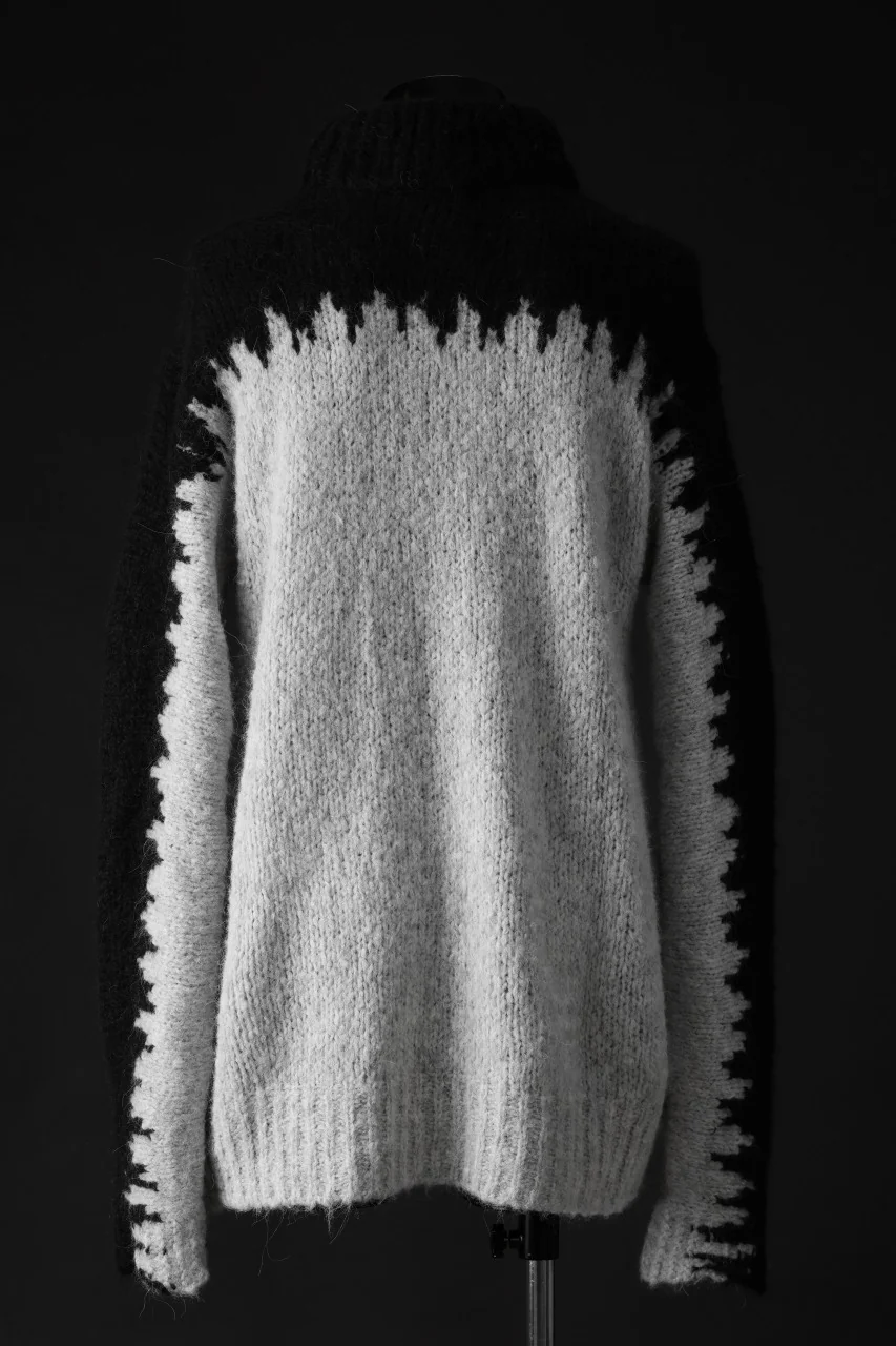 thom/krom MOCK NECK KNIT PULLOVER / ALPACA WOOL (BLACK x GREY) - Image 7