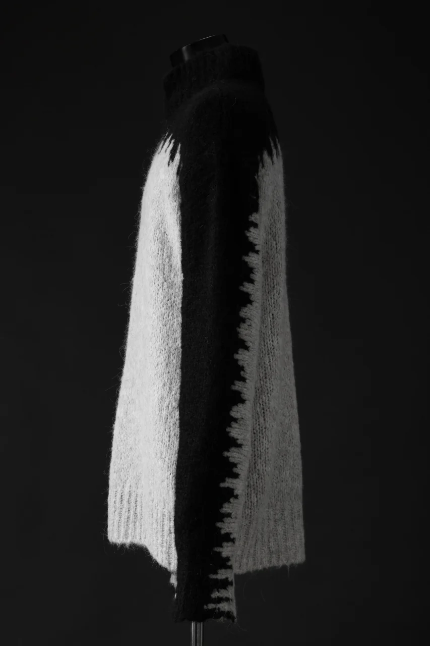 thom/krom MOCK NECK KNIT PULLOVER / ALPACA WOOL (BLACK x GREY) - Image 8