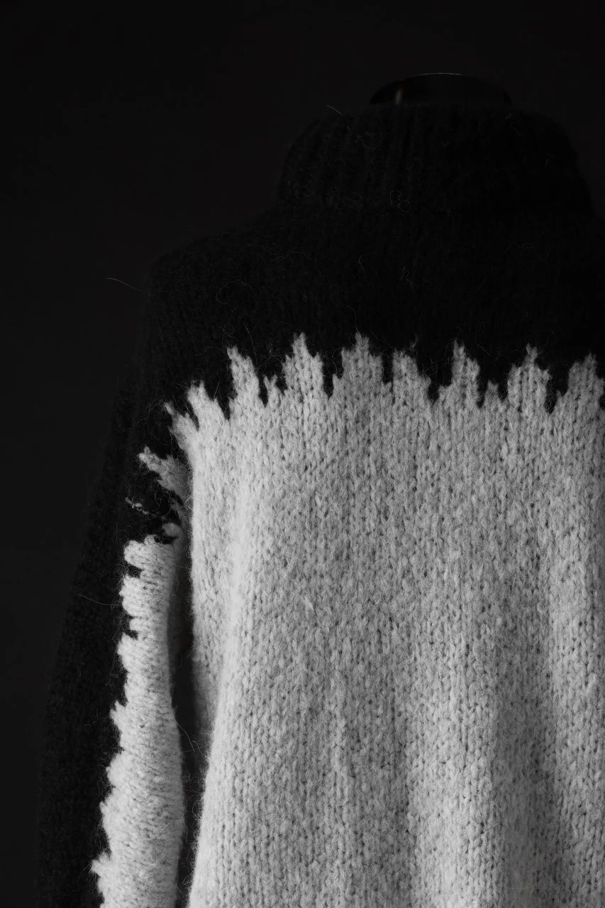 thom/krom MOCK NECK KNIT PULLOVER / ALPACA WOOL (BLACK x GREY) - Image 9