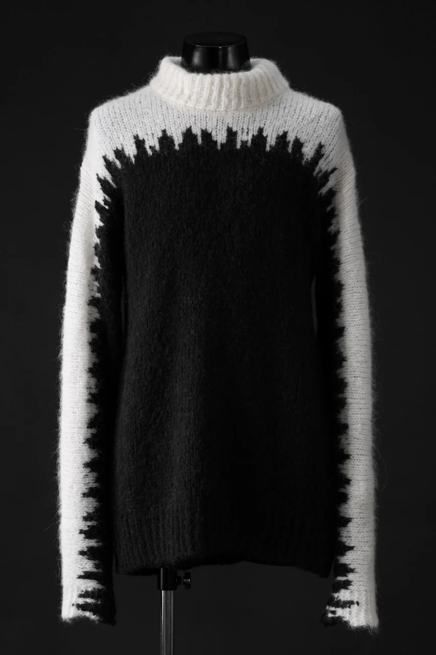 thom/krom MOCK NECK KNIT PULLOVER / ALPACA WOOL (WHITE x BLACK)