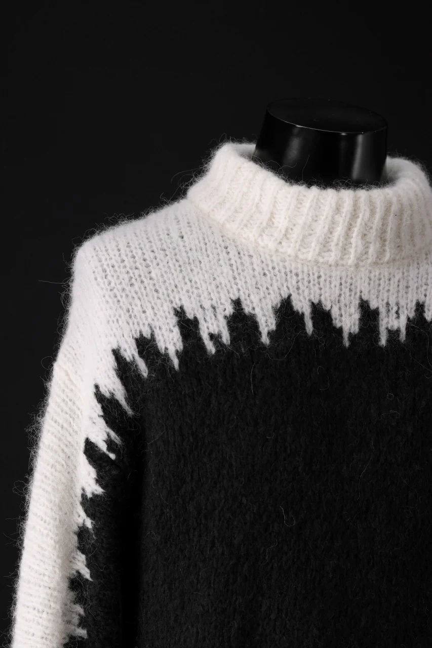 thom/krom MOCK NECK KNIT PULLOVER / ALPACA WOOL (WHITE x BLACK) - Image 12