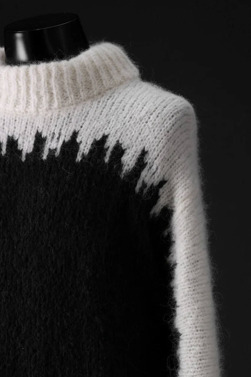 thom/krom MOCK NECK KNIT PULLOVER / ALPACA WOOL (WHITE x BLACK) - Image 14