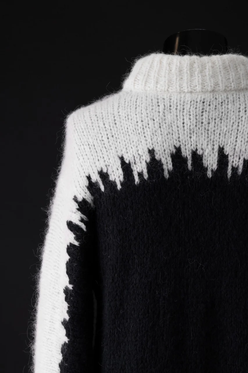 thom/krom MOCK NECK KNIT PULLOVER / ALPACA WOOL (WHITE x BLACK) - Image 16