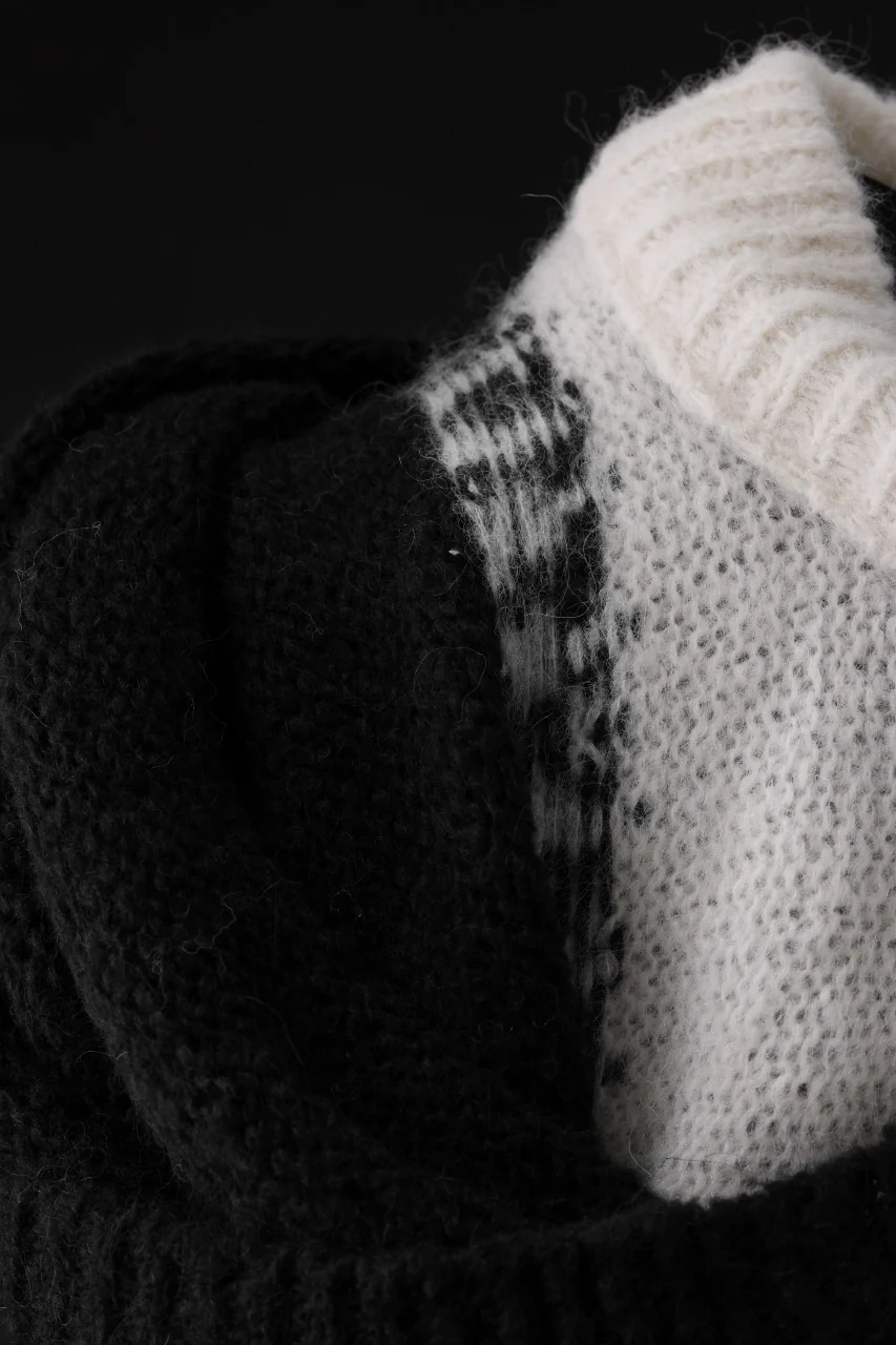 thom/krom MOCK NECK KNIT PULLOVER / ALPACA WOOL (WHITE x BLACK) - Image 19