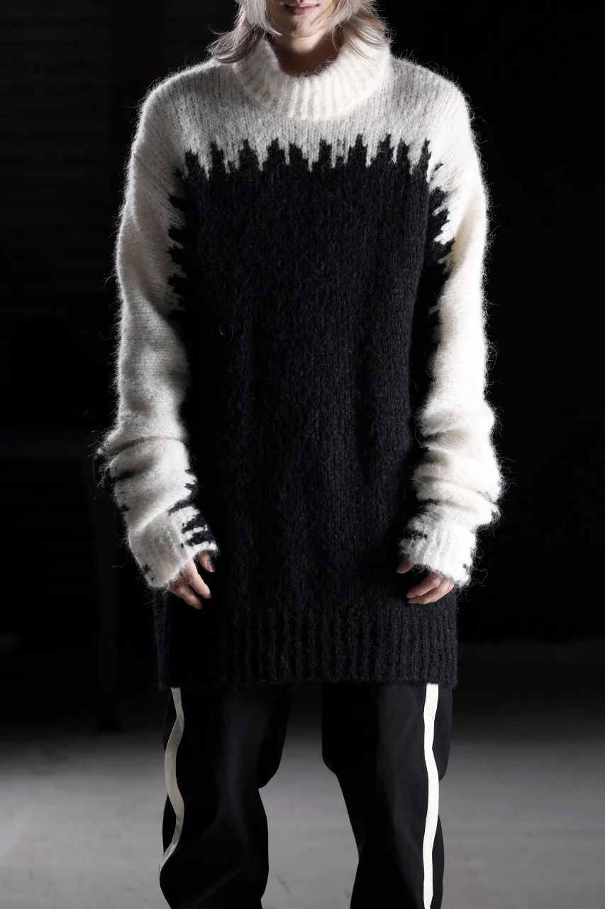 thom/krom MOCK NECK KNIT PULLOVER / ALPACA WOOL (WHITE x BLACK) - Image 20
