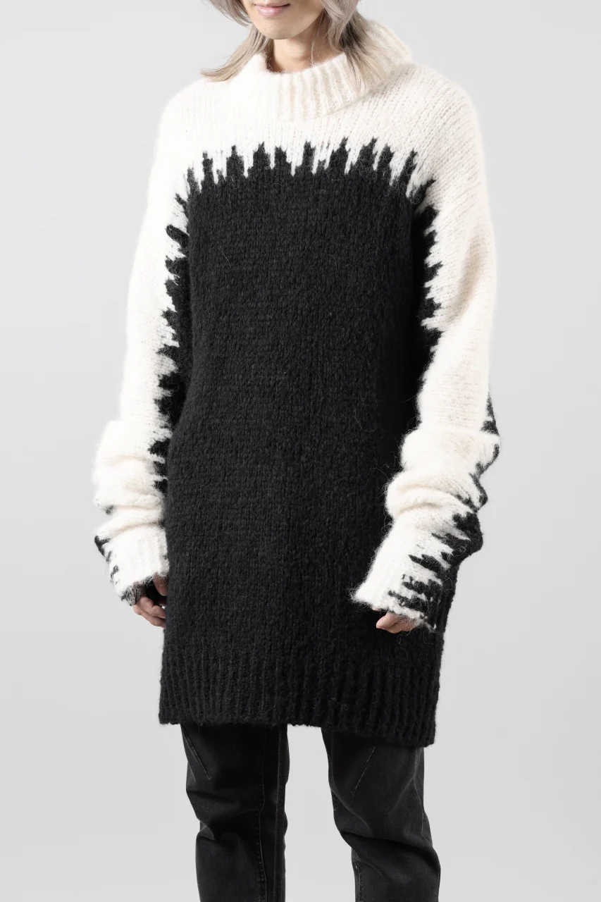 thom/krom MOCK NECK KNIT PULLOVER / ALPACA WOOL (WHITE x BLACK) - Image 28