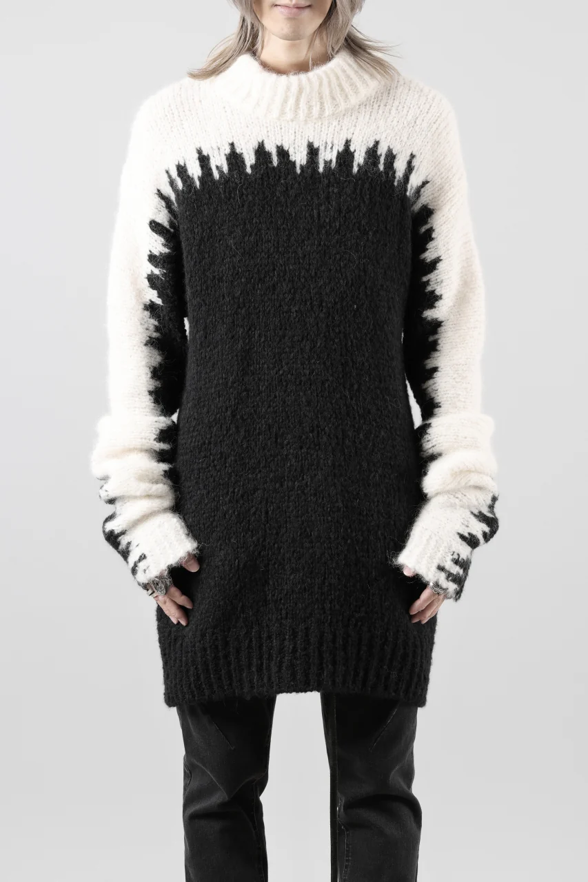 thom/krom MOCK NECK KNIT PULLOVER / ALPACA WOOL (WHITE x BLACK) - Image 3