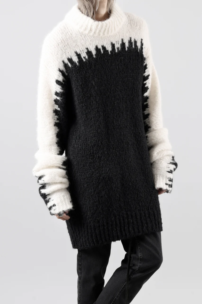 thom/krom MOCK NECK KNIT PULLOVER / ALPACA WOOL (WHITE x BLACK) - Image 30
