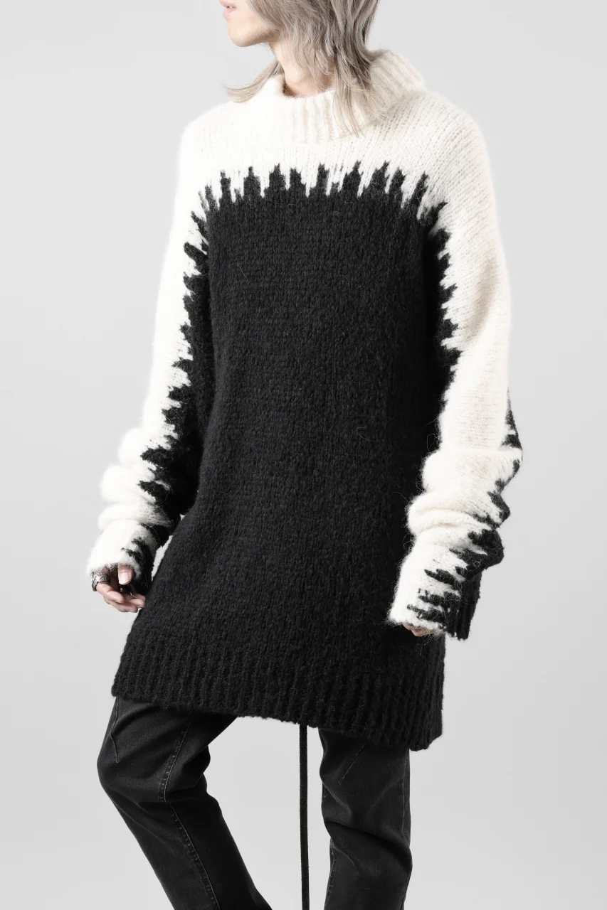 thom/krom MOCK NECK KNIT PULLOVER / ALPACA WOOL (WHITE x BLACK) - Image 31