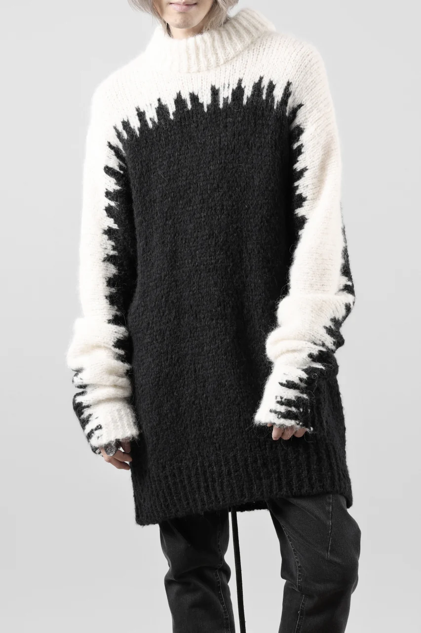 thom/krom MOCK NECK KNIT PULLOVER / ALPACA WOOL (WHITE x BLACK) - Image 33