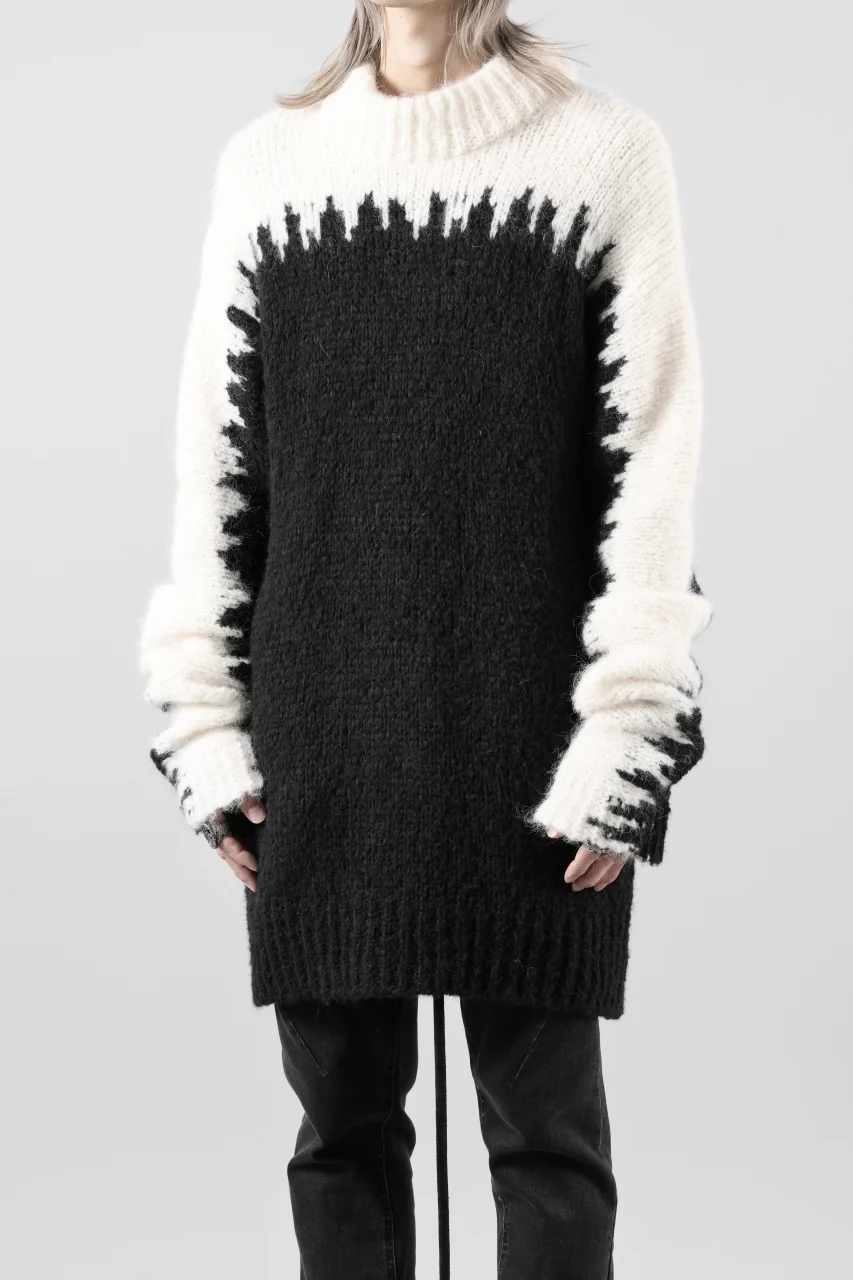 thom/krom MOCK NECK KNIT PULLOVER / ALPACA WOOL (WHITE x BLACK) - Image 34