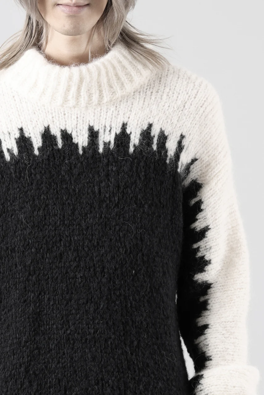 thom/krom MOCK NECK KNIT PULLOVER / ALPACA WOOL (WHITE x BLACK) - Image 37