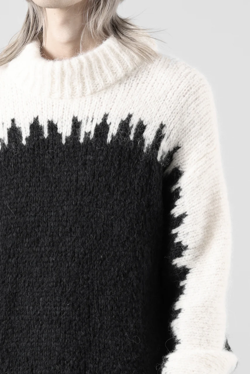 thom/krom MOCK NECK KNIT PULLOVER / ALPACA WOOL (WHITE x BLACK) - Image 39