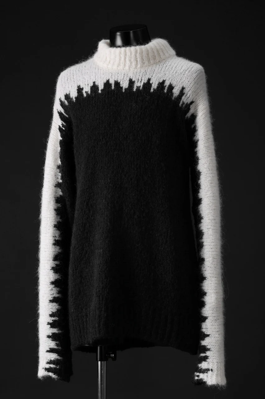 thom/krom MOCK NECK KNIT PULLOVER / ALPACA WOOL (WHITE x BLACK) - Image 4