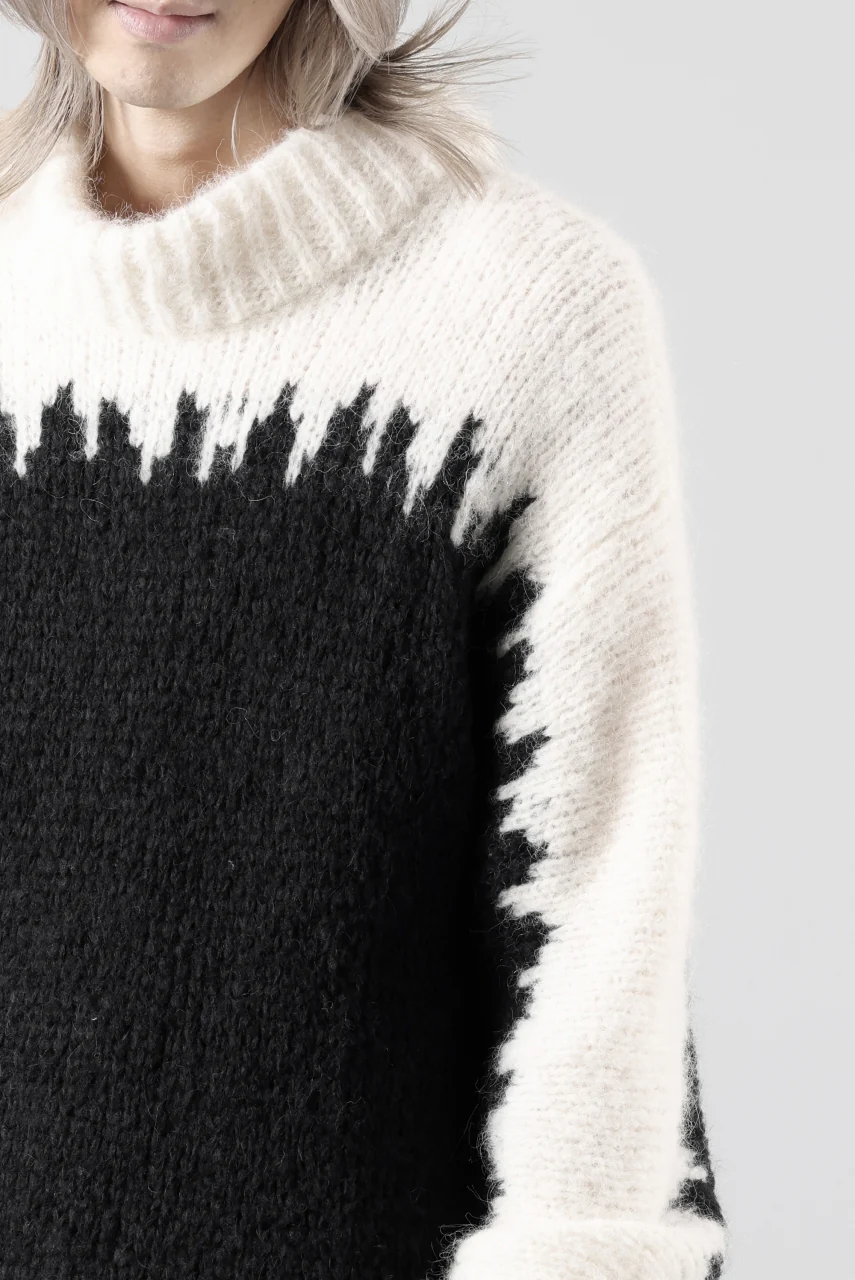 thom/krom MOCK NECK KNIT PULLOVER / ALPACA WOOL (WHITE x BLACK) - Image 40