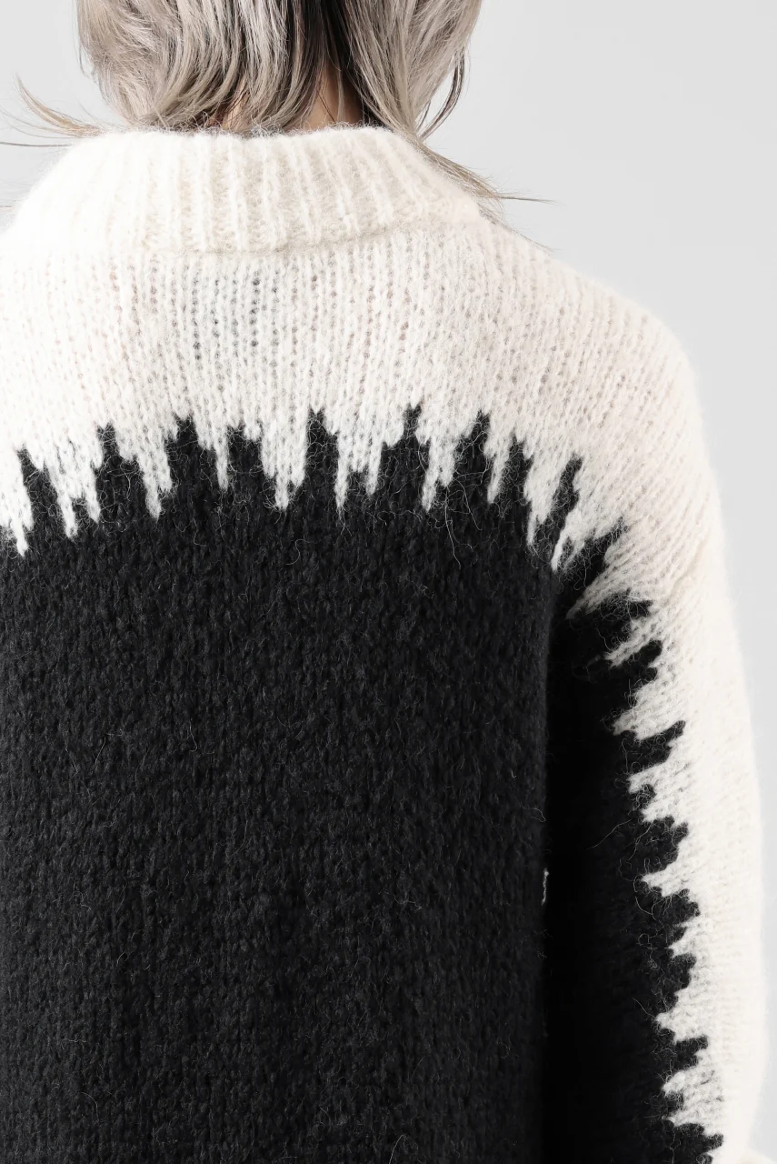 thom/krom MOCK NECK KNIT PULLOVER / ALPACA WOOL (WHITE x BLACK) - Image 42