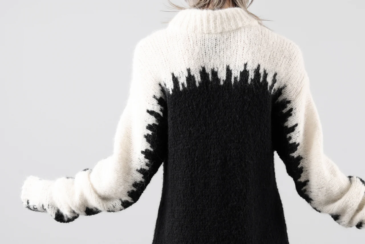 thom/krom MOCK NECK KNIT PULLOVER / ALPACA WOOL (WHITE x BLACK) - Image 44