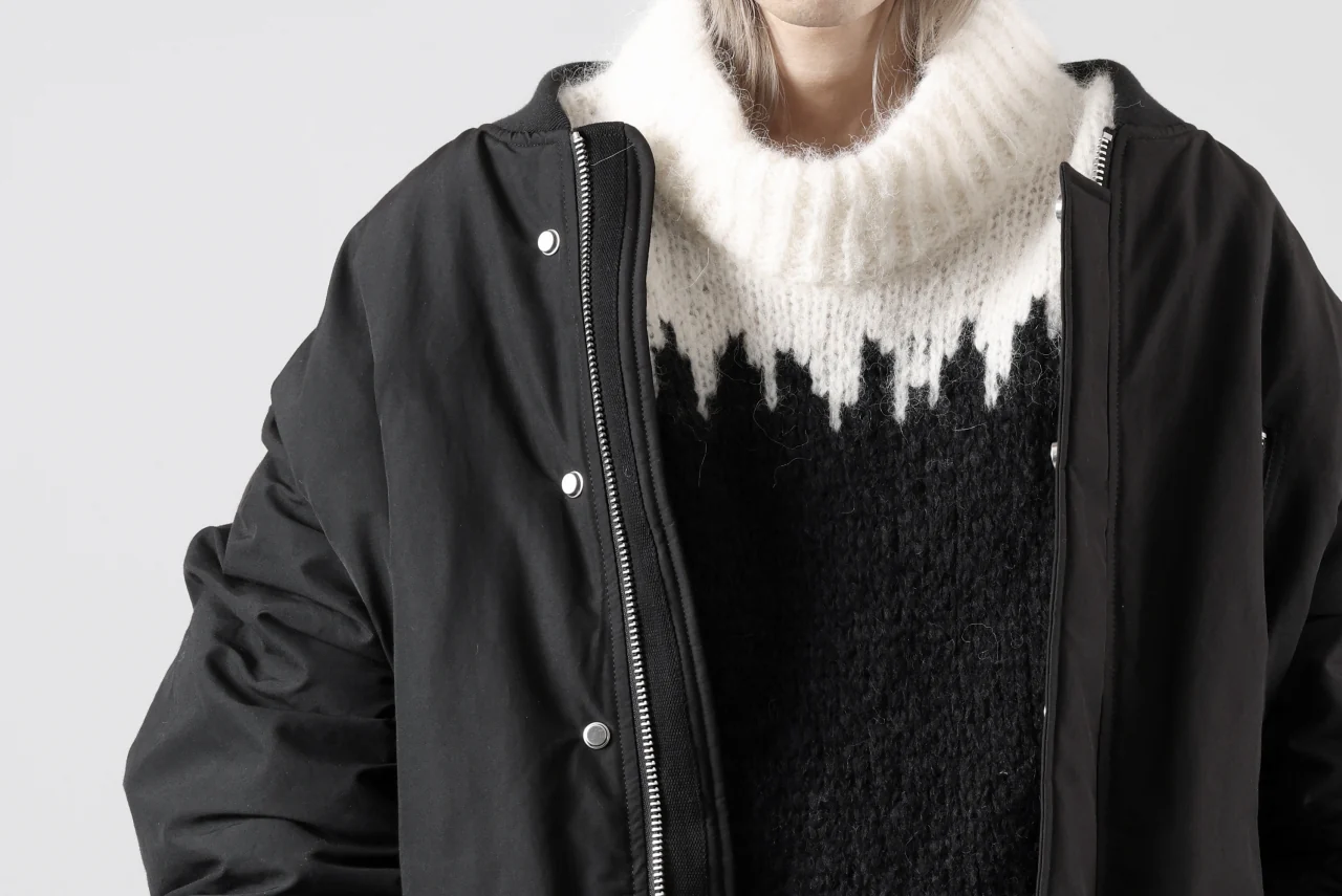 thom/krom MOCK NECK KNIT PULLOVER / ALPACA WOOL (WHITE x BLACK) - Image 45