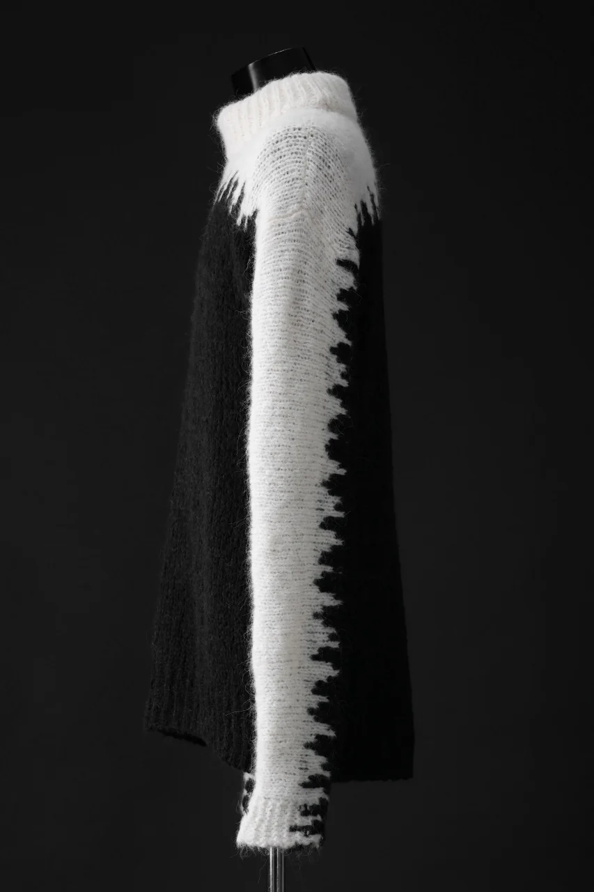 thom/krom MOCK NECK KNIT PULLOVER / ALPACA WOOL (WHITE x BLACK) - Image 5