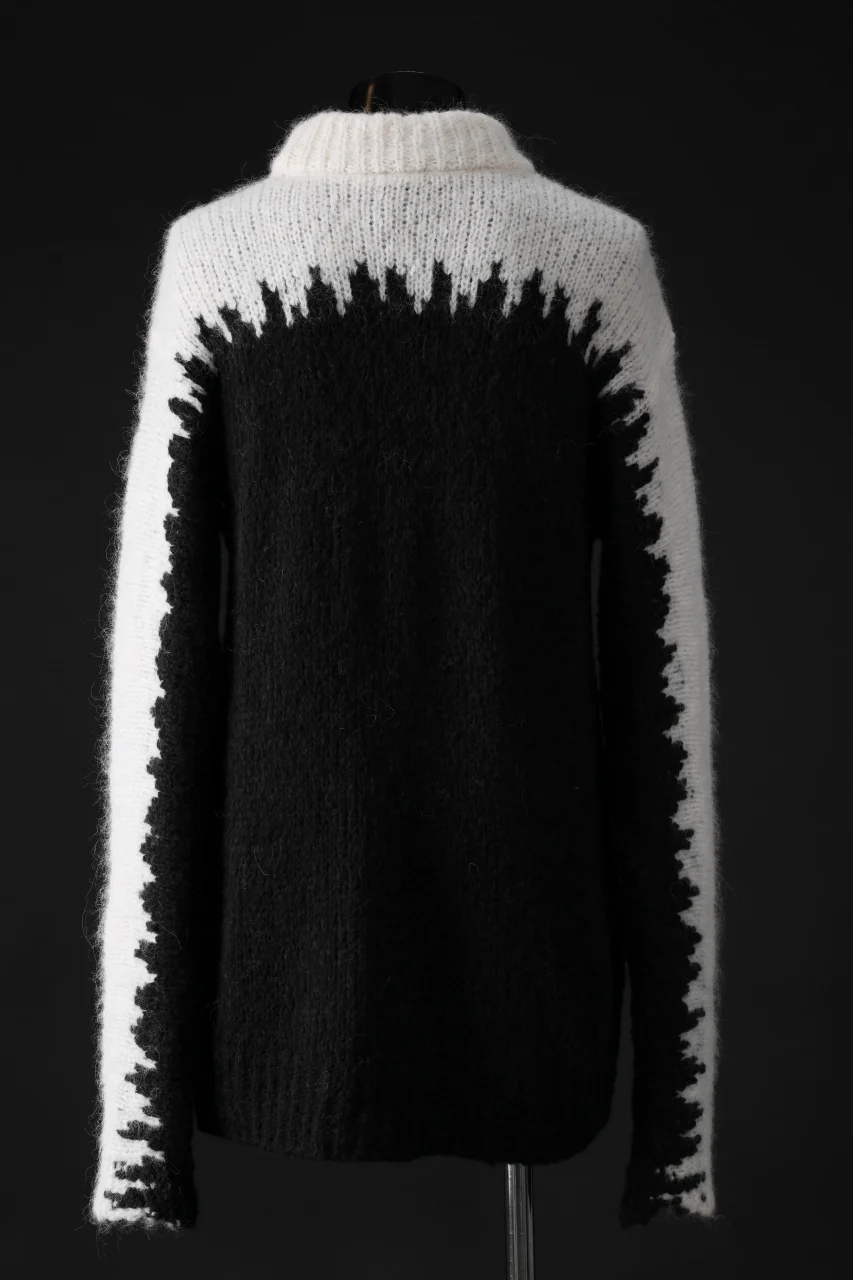 thom/krom MOCK NECK KNIT PULLOVER / ALPACA WOOL (WHITE x BLACK) - Image 6