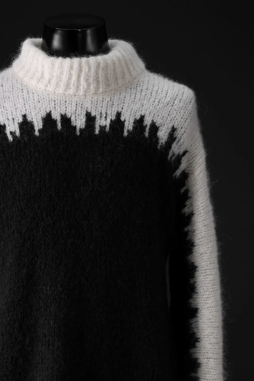 thom/krom MOCK NECK KNIT PULLOVER / ALPACA WOOL (WHITE x BLACK) - Image 7
