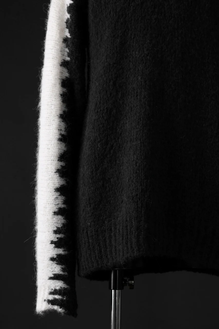 thom/krom MOCK NECK KNIT PULLOVER / ALPACA WOOL (WHITE x BLACK) - Image 8