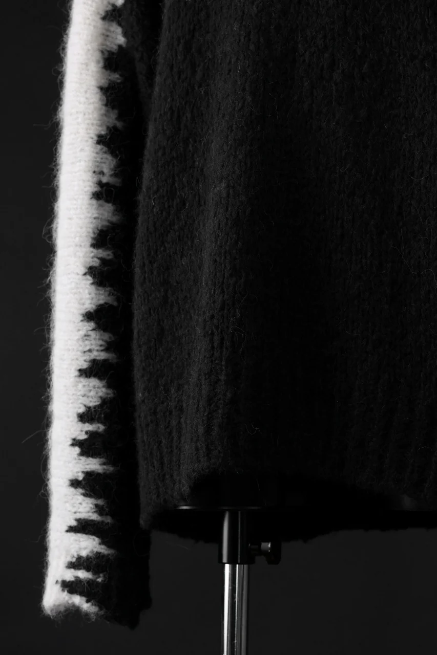 thom/krom MOCK NECK KNIT PULLOVER / ALPACA WOOL (WHITE x BLACK) - Image 9