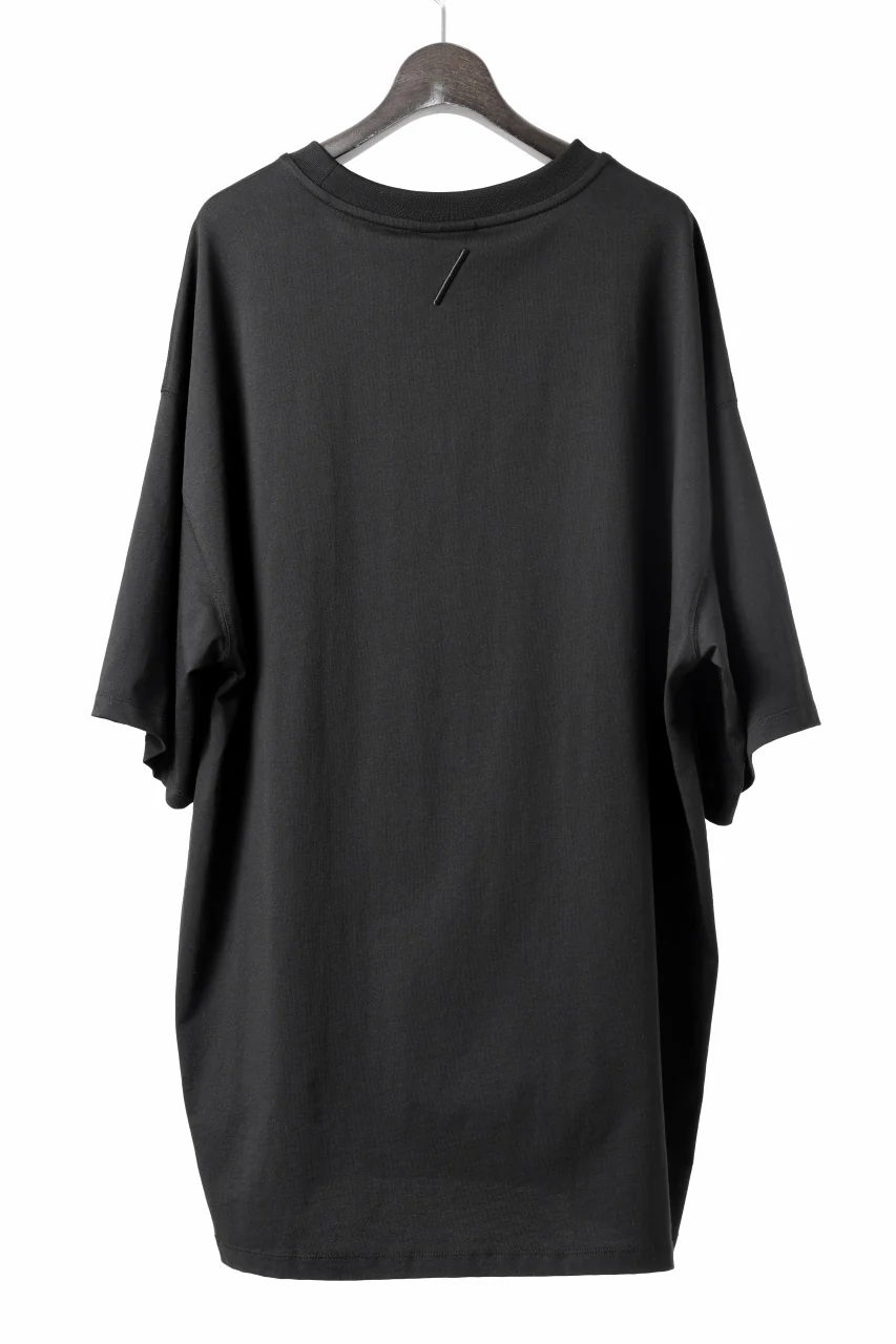 thom/krom OVERSIZED BACK SLASH EMBROIDERY SHORT SLEEVE TEE / COTTON JERSEY (BLACK) - Image 3