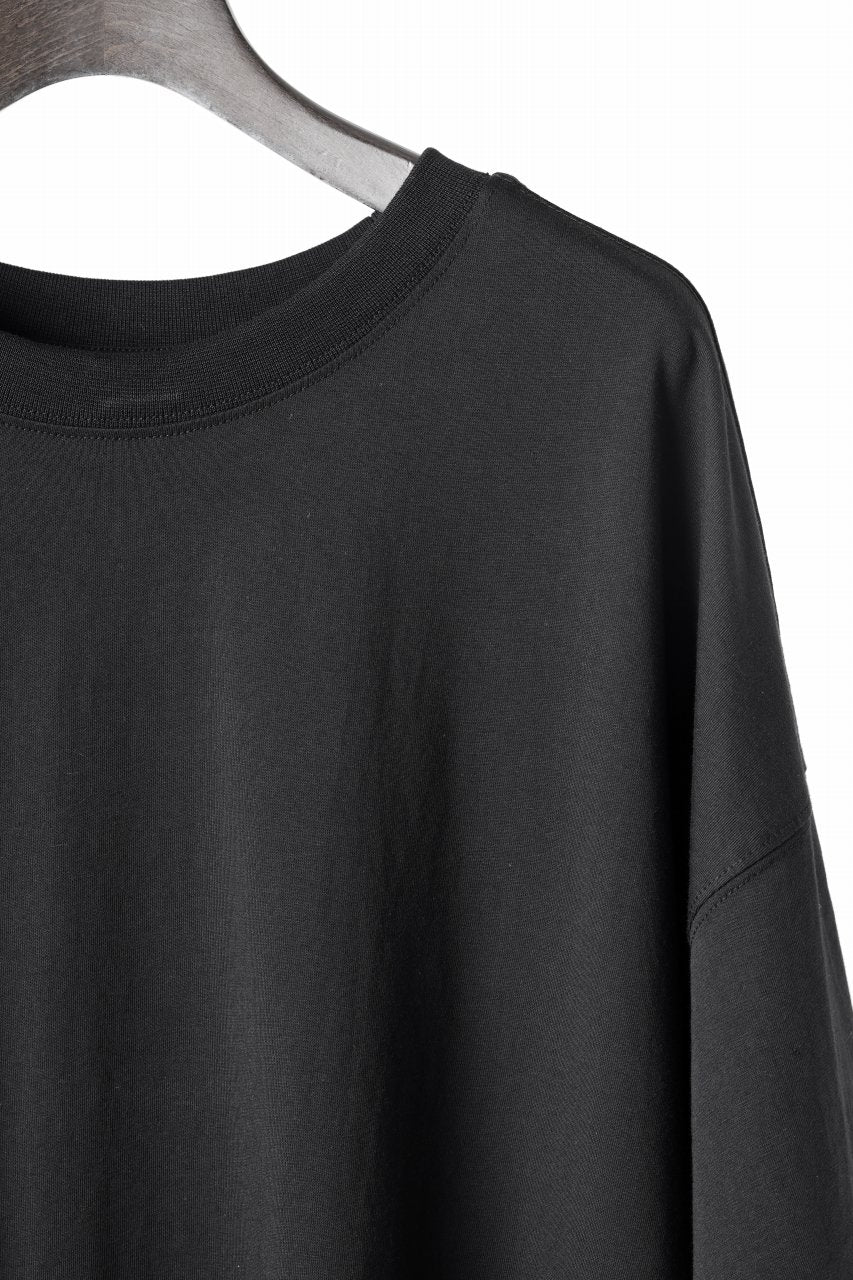 thom/krom OVERSIZED BACK SLASH EMBROIDERY SHORT SLEEVE TEE / COTTON JERSEY (BLACK) - Image 5