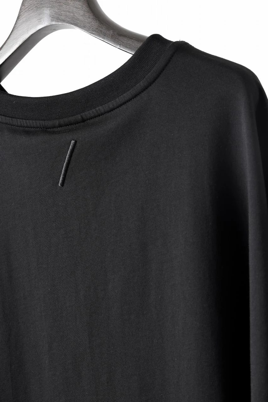thom/krom OVERSIZED BACK SLASH EMBROIDERY SHORT SLEEVE TEE / COTTON JERSEY (BLACK) - Image 9