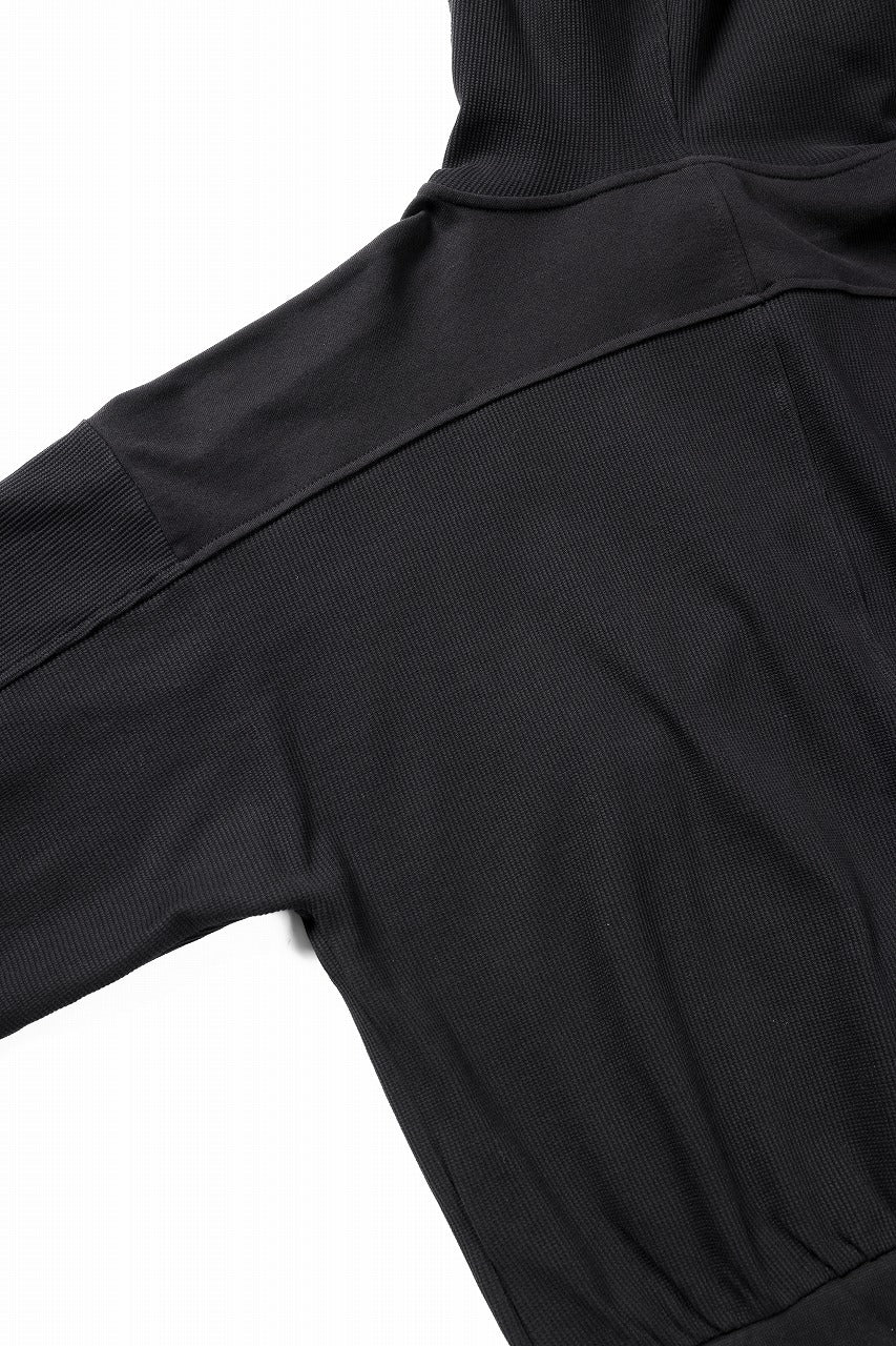 thom/krom OVERSIZED CROPPED HOODIE / STRUCTED SOFT JERSEY (BLACK) - Image 11