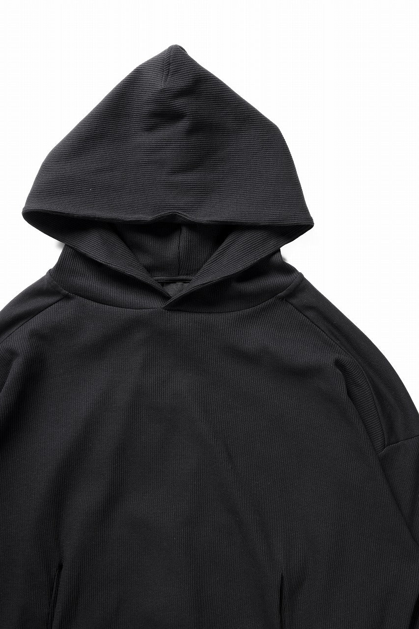 thom/krom OVERSIZED CROPPED HOODIE / STRUCTED SOFT JERSEY (BLACK) - Image 6