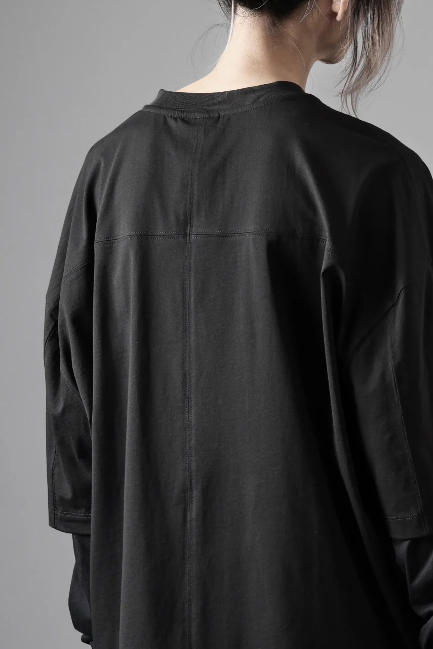 thom/krom OVERSIZED LAYER PIPING SLEEVE TEE / COTTON JERSEY (BLACK) - Image 20