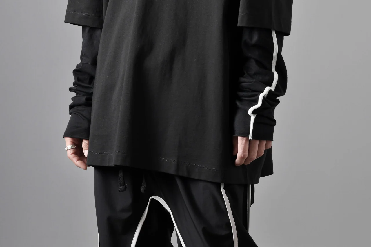 thom/krom OVERSIZED LAYER PIPING SLEEVE TEE / COTTON JERSEY (BLACK) - Image 21