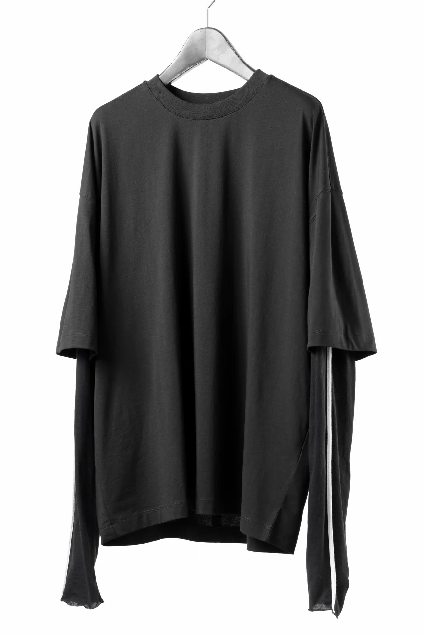thom/krom OVERSIZED LAYER PIPING SLEEVE TEE / COTTON JERSEY (BLACK) - Image 6