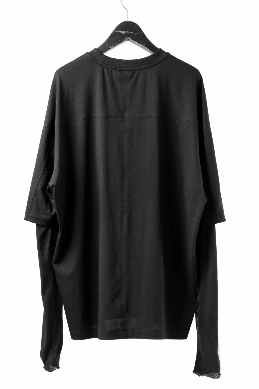 thom/krom OVERSIZED LAYER PIPING SLEEVE TEE / COTTON JERSEY (BLACK) - Image 7