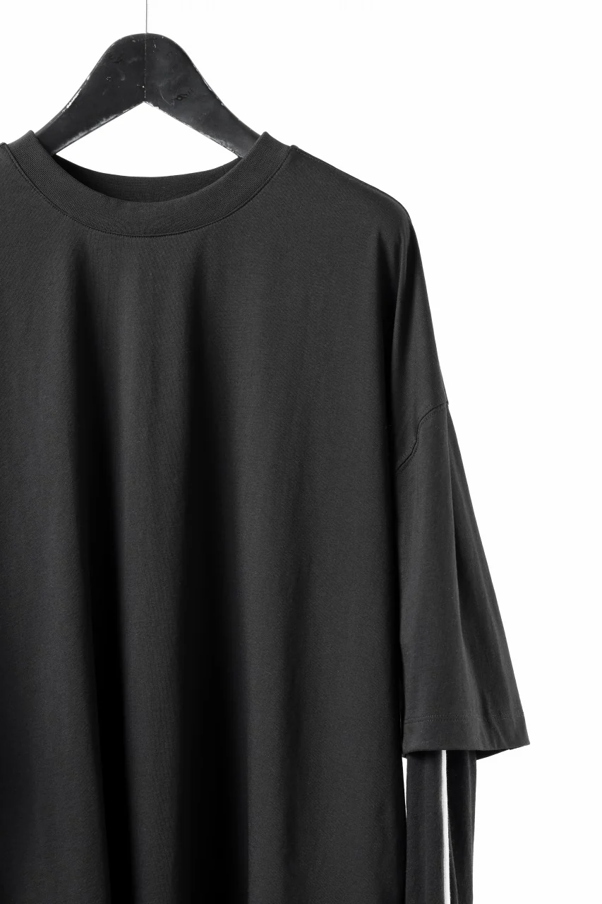 thom/krom OVERSIZED LAYER PIPING SLEEVE TEE / COTTON JERSEY (BLACK) - Image 8