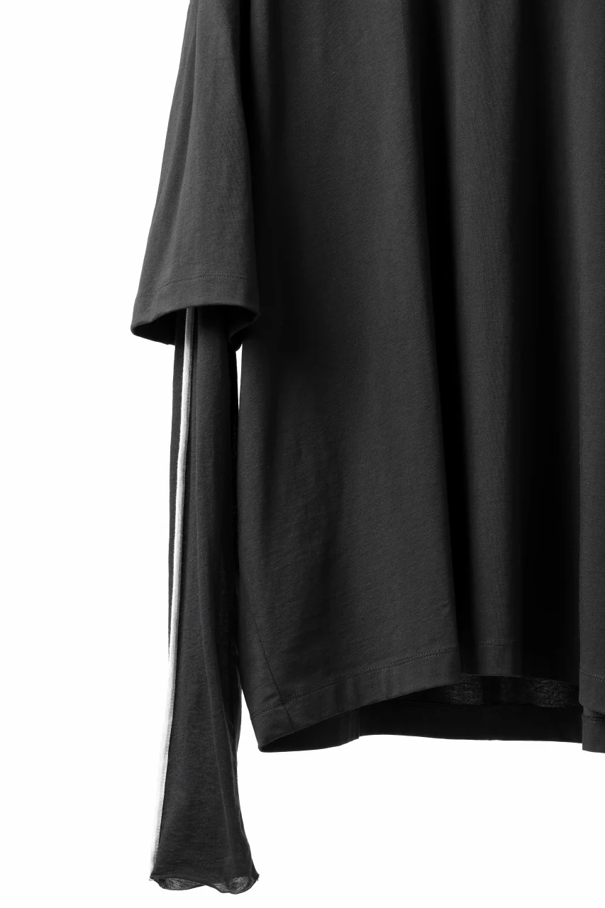 thom/krom OVERSIZED LAYER PIPING SLEEVE TEE / COTTON JERSEY (BLACK) - Image 9