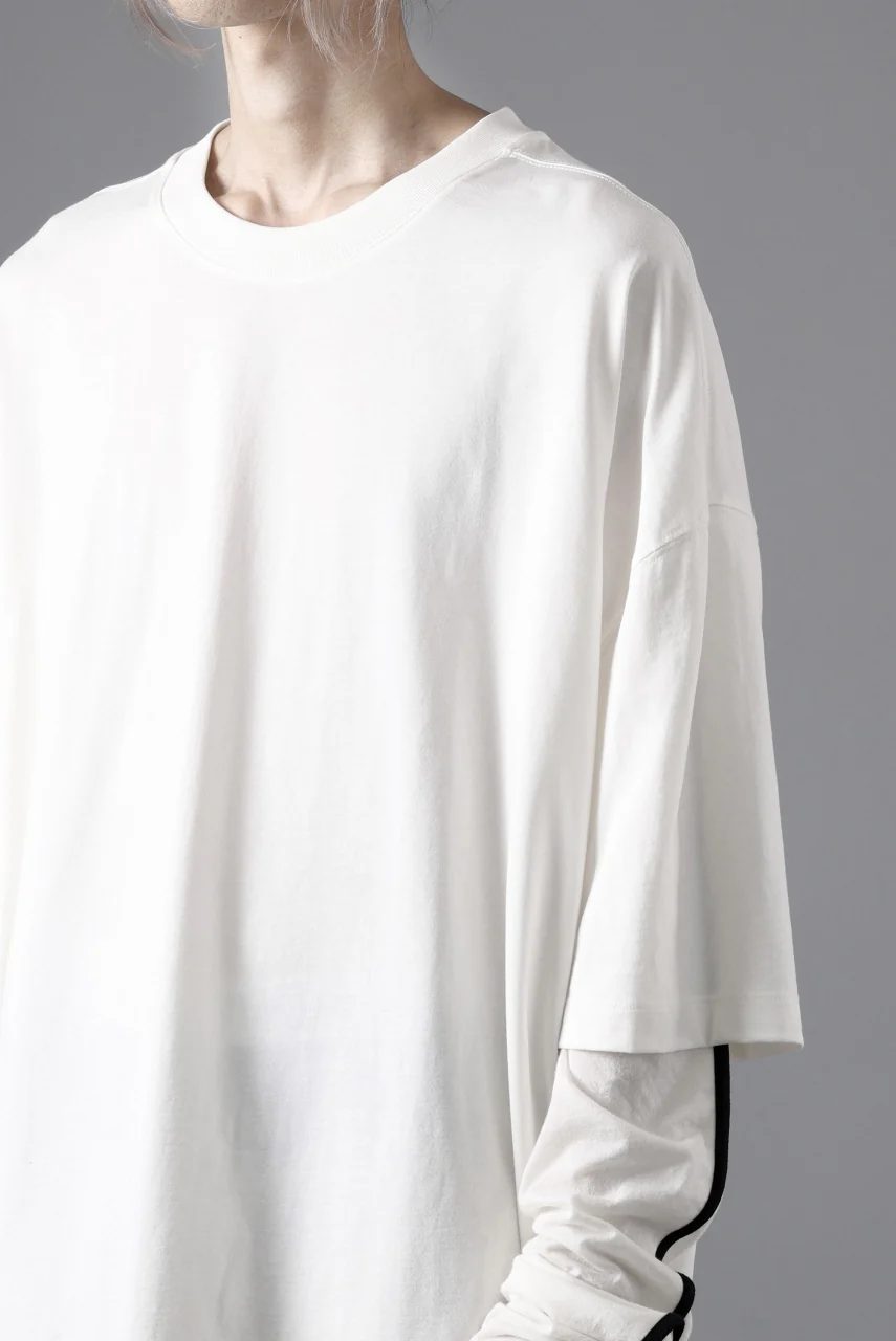 thom/krom OVERSIZED LAYER PIPING SLEEVE TEE / COTTON JERSEY (CREAM) - Image 19