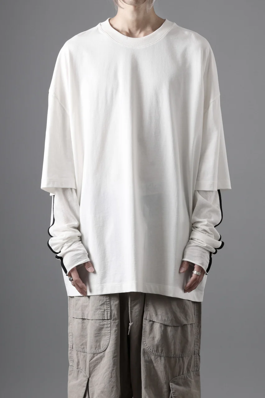 thom/krom OVERSIZED LAYER PIPING SLEEVE TEE / COTTON JERSEY (CREAM) - Image 2