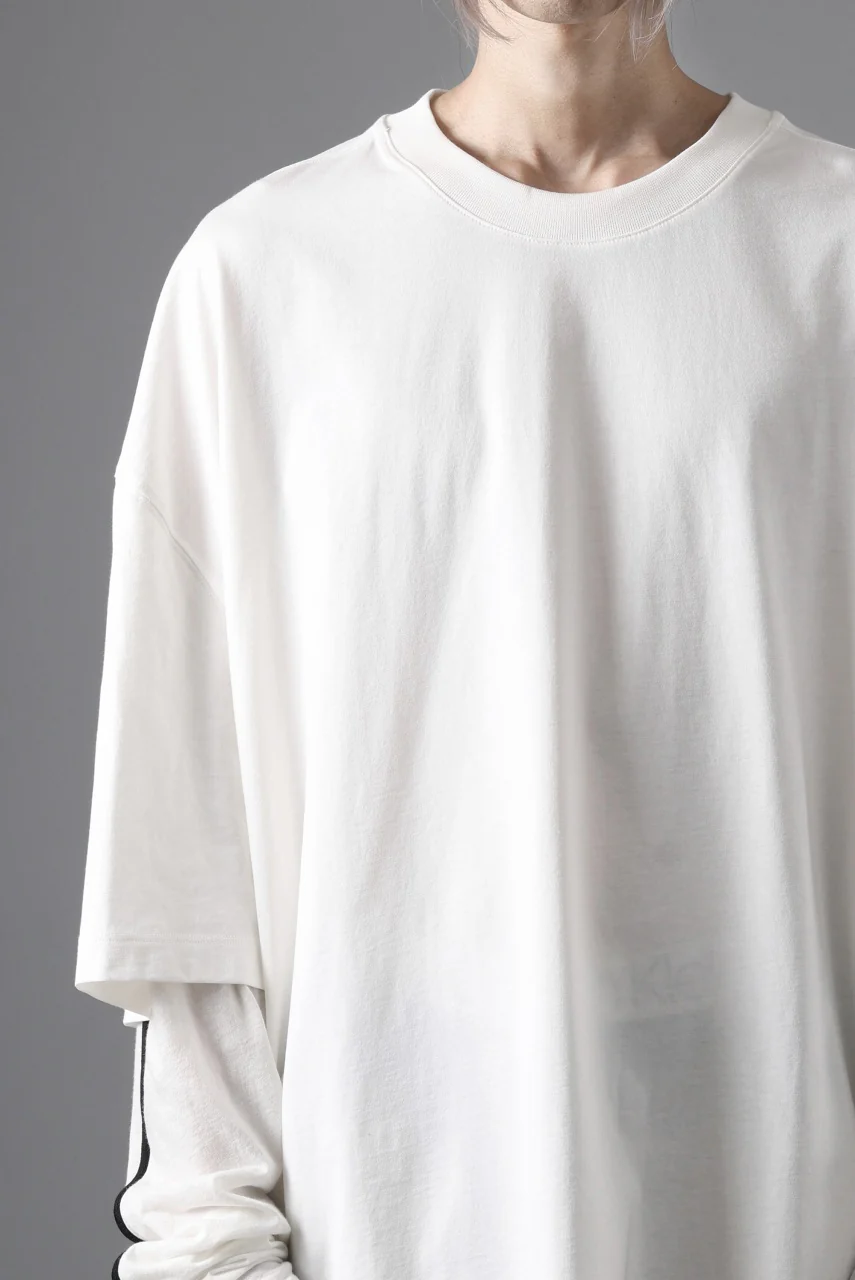 thom/krom OVERSIZED LAYER PIPING SLEEVE TEE / COTTON JERSEY (CREAM) - Image 22