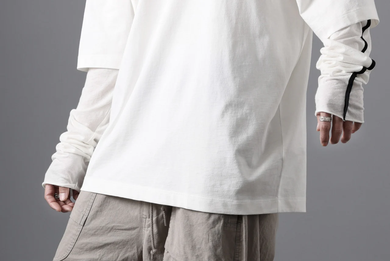 thom/krom OVERSIZED LAYER PIPING SLEEVE TEE / COTTON JERSEY (CREAM) - Image 25