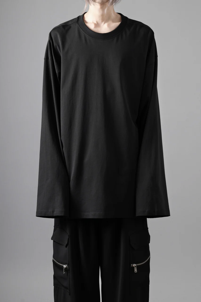thom/krom OVERSIZED WIDE LONG SLEEVE TEE / COTTON JERSEY (BLACK) - Image 4