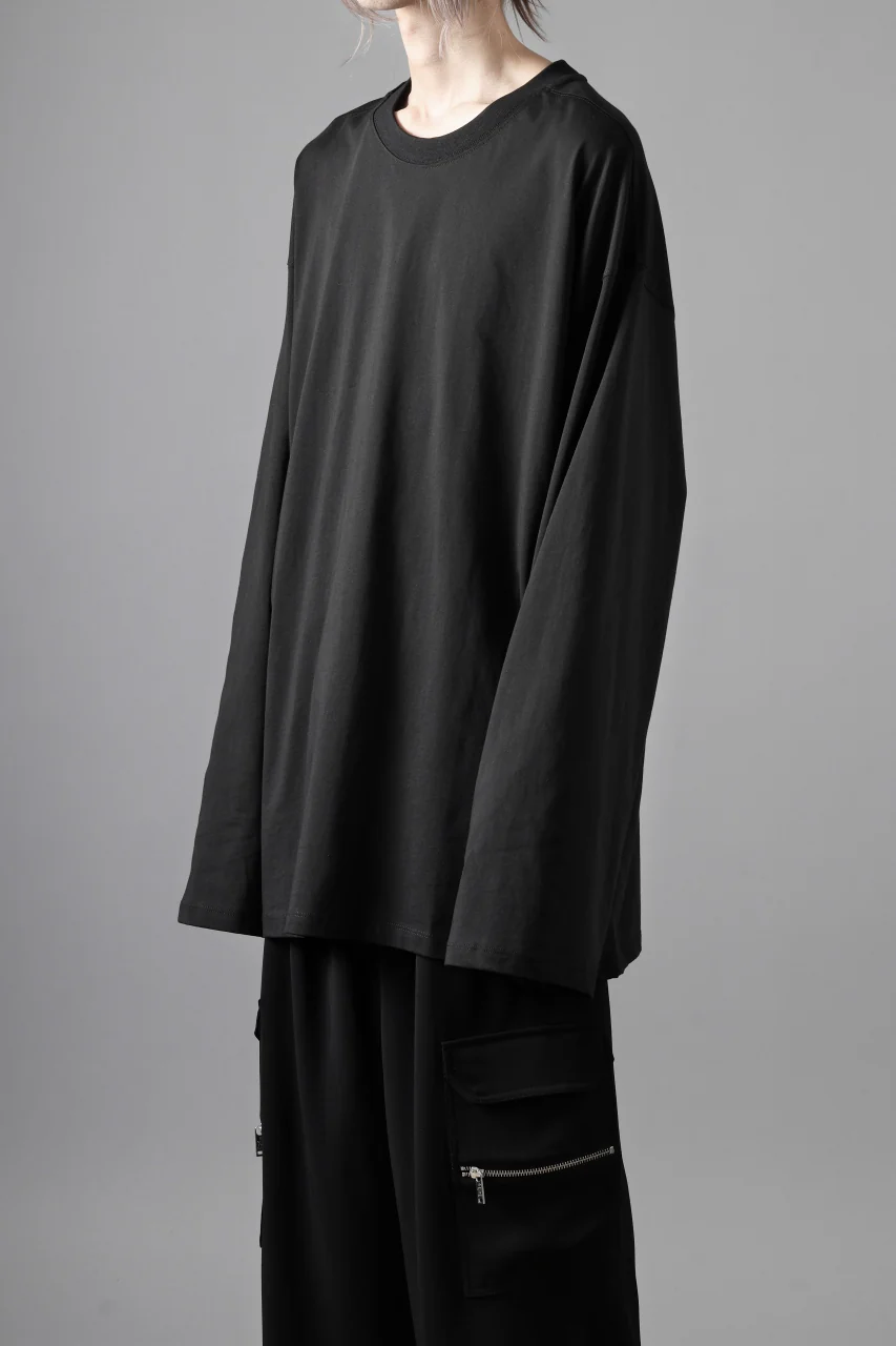 thom/krom OVERSIZED WIDE LONG SLEEVE TEE / COTTON JERSEY (BLACK) - Image 5