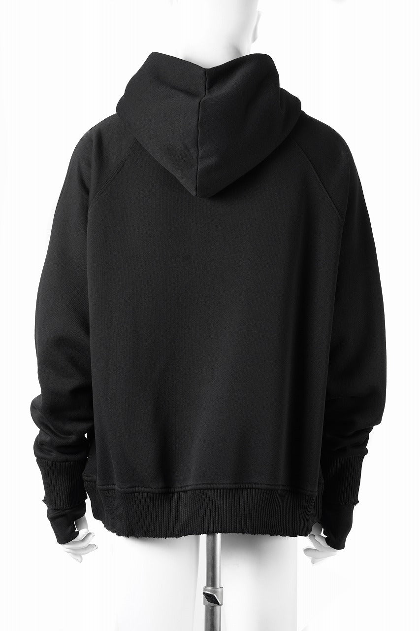 thom/krom RAGLAN SLEEVE HOODIE / SMOOTH SWEAT JERSEY (BLACK) - Image 4