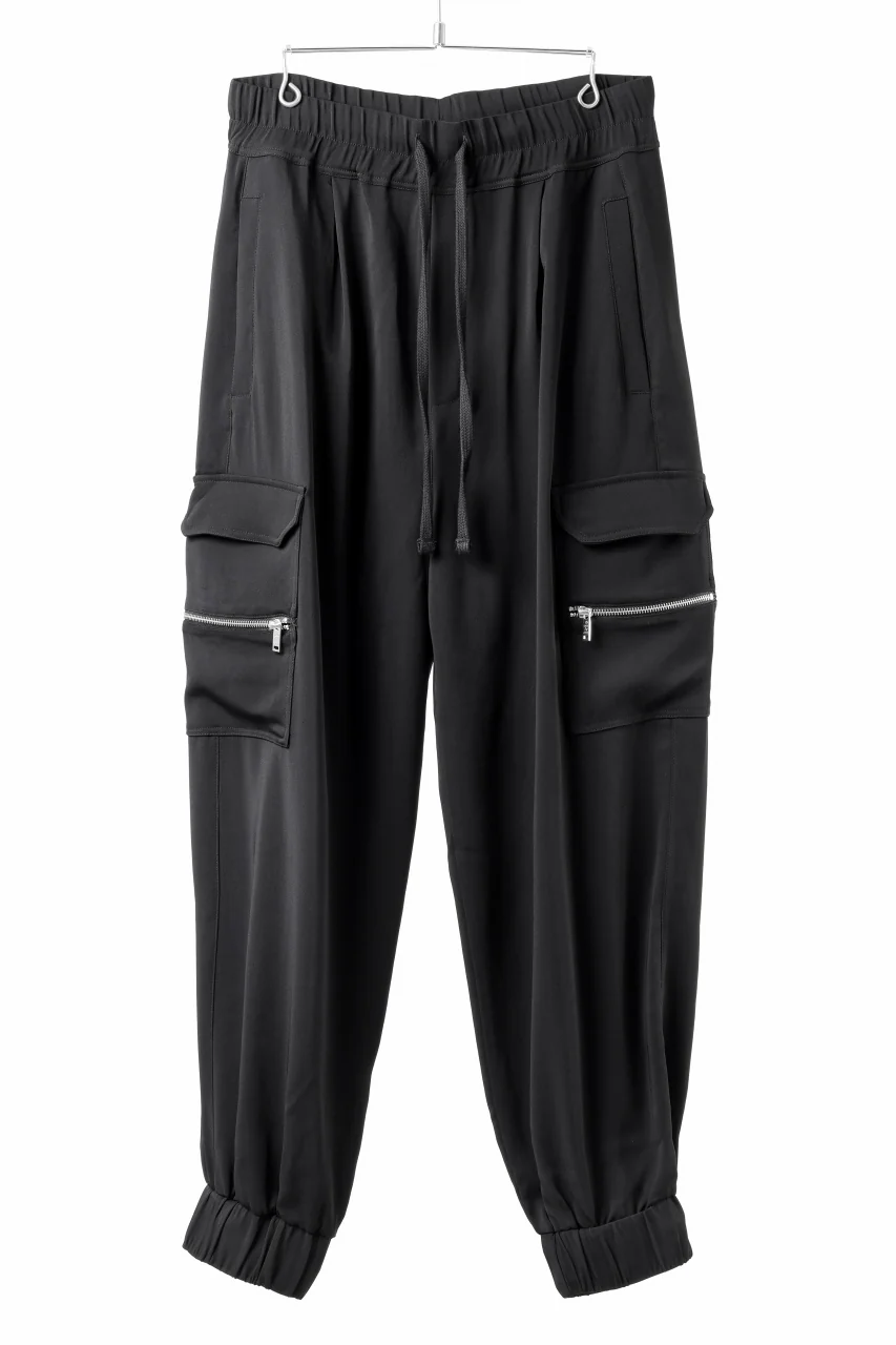 thom/krom RELAXED FIT CARGO TROUSERS / ELASTIC VISCOSE (BLACK)