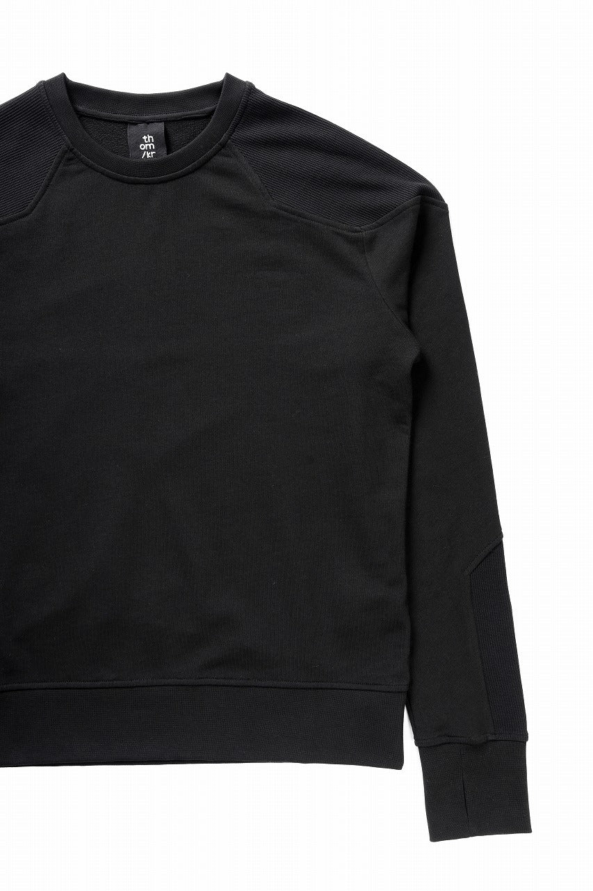 thom/krom ROUND NECK SWEAT TOP / STRUCTED SOFT JERSEY (BLACK) - Image 6