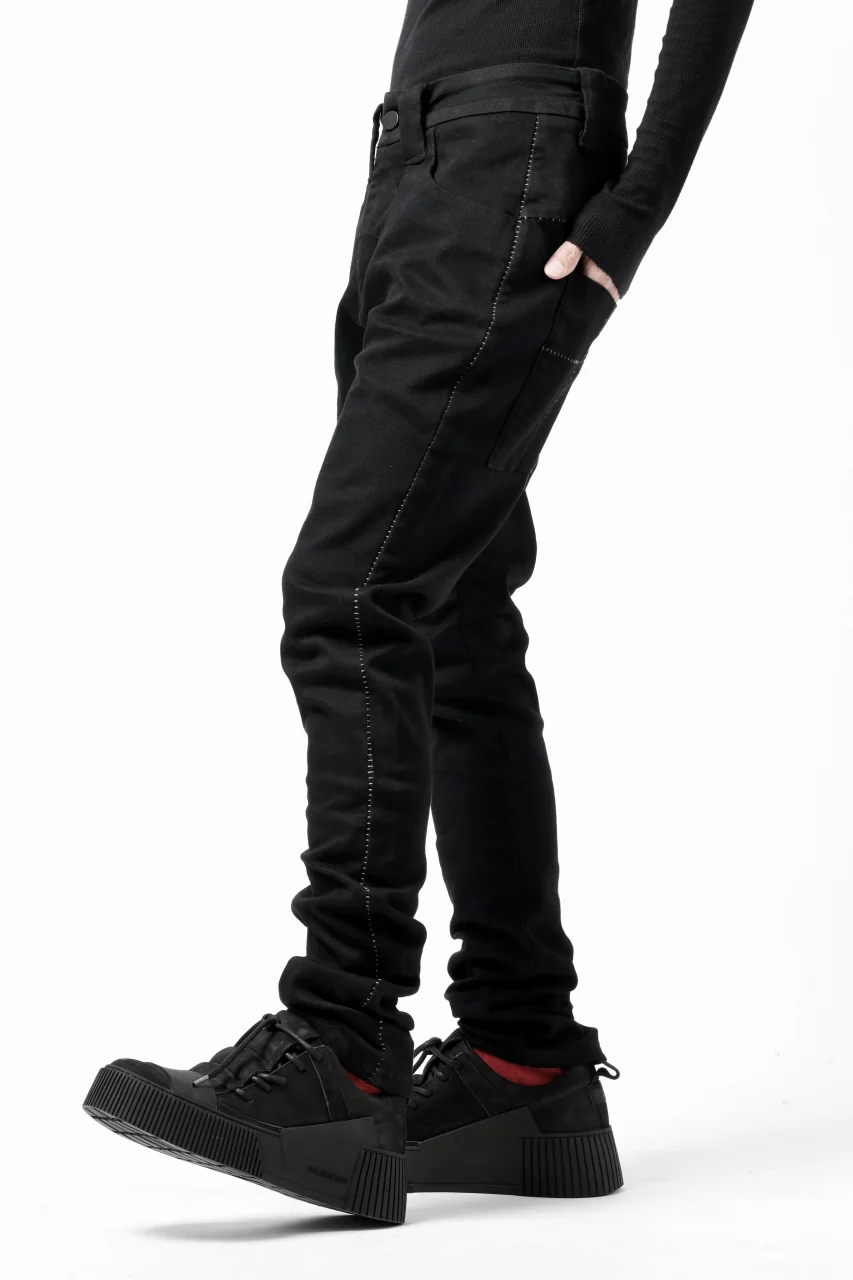 thom/krom SCAR-STITICHING DENIM PANTS / ONEWASH (BLACK) - Image 10