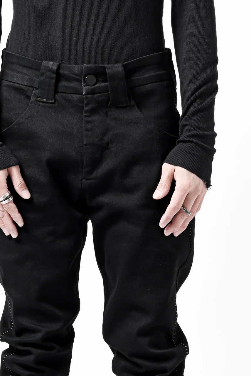thom/krom SCAR-STITICHING DENIM PANTS / ONEWASH (BLACK) - Image 13