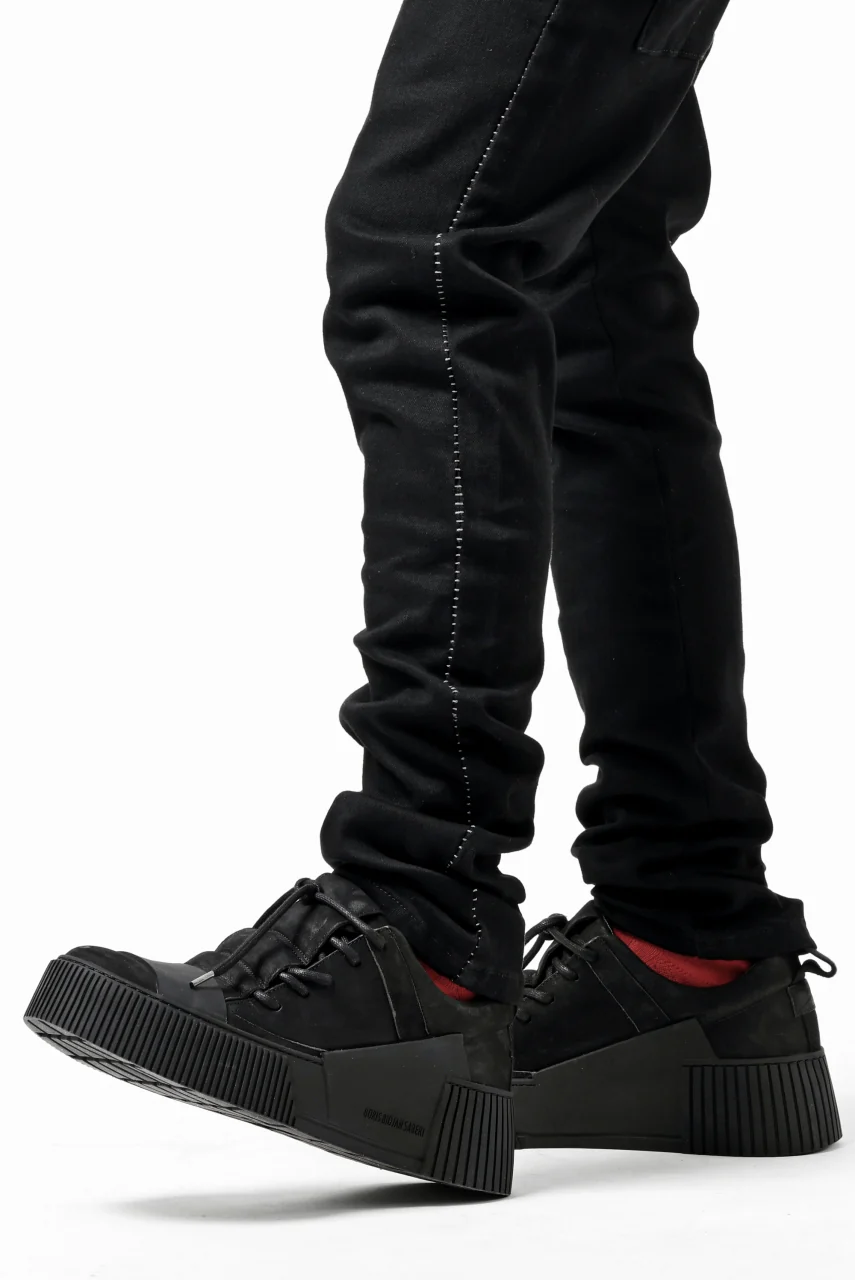 thom/krom SCAR-STITICHING DENIM PANTS / ONEWASH (BLACK) - Image 16